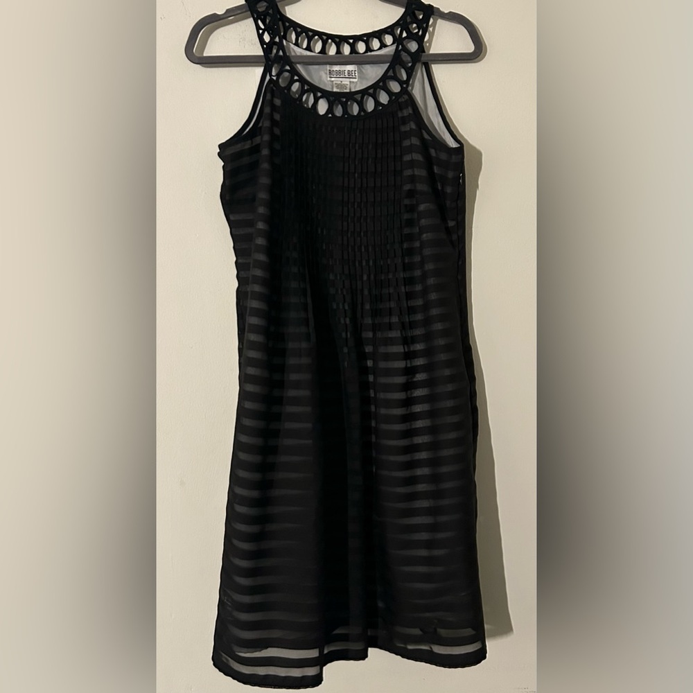 Robbie Bee Black Striped Mini Dress
